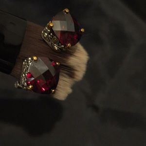 Ruby Red cushion earrings